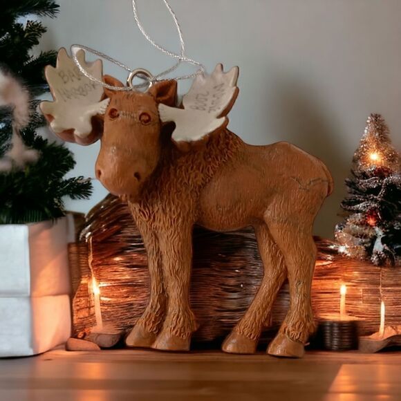 Maine Souvenir Moose Ornament Bar Harbor Resin Elk Christmas Cabincore Rustic. - Picture 14 of 15
